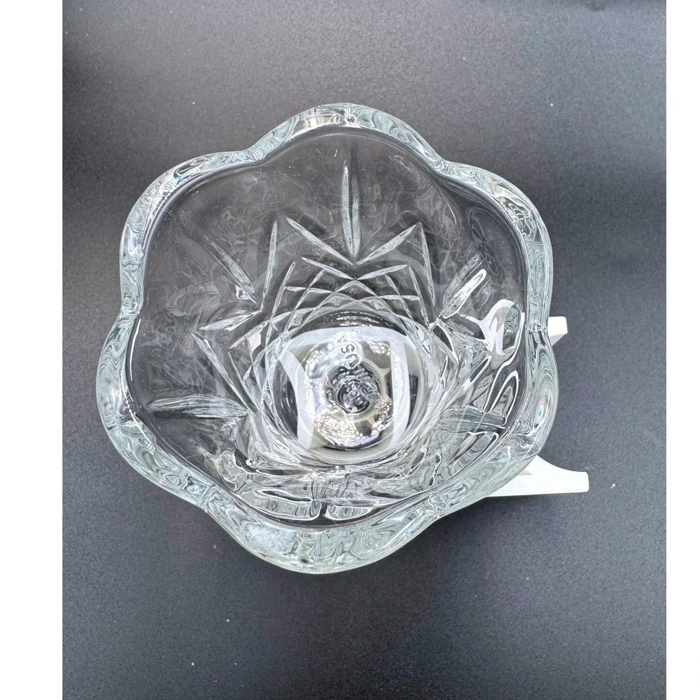 Home Interiors Clear Glass Diamond Cut Scalloped Peg Votive Candle Holder Cup